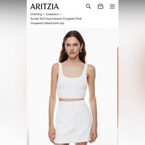 Aritzia babaton Sculpt Knit Squareneck Cropped Tank- white (S)
